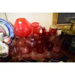 A Tray of Coloured Glassware