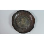 A Beaten Copper Bowl with Brass Centre Panel Decorated in Relief with Mrs Gamp, Rg No. 481724,
