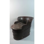 A 19th Century Coopered Babies Wooden Rub-a-dub-dub Bath with Removable Lid and Seat, 60cm Long