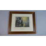 A Framed Chabiaian Signed Print, Barge at Sunset, 20cm Wide