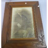 An Edwardian Oak Framed Photograph of Seated Gentleman, Frame 67cm high