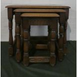 A Mid/Late 20th Century Oak Nest of Three Tables, the Largest 60cm Wide