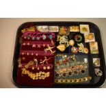 A Tray of Costume Jewellery to Include Brooches, Earrings, Necklaces and Bracelets