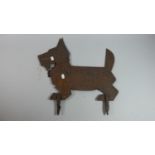 A Metal Fretwork Cut-out of A Yorkshire Terrier with Lawn Spikes, 44cm Wide