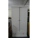 A Modern White Double Wardrobe with Base Drawer, Back Panel Requires Refixing, 100cm Wide