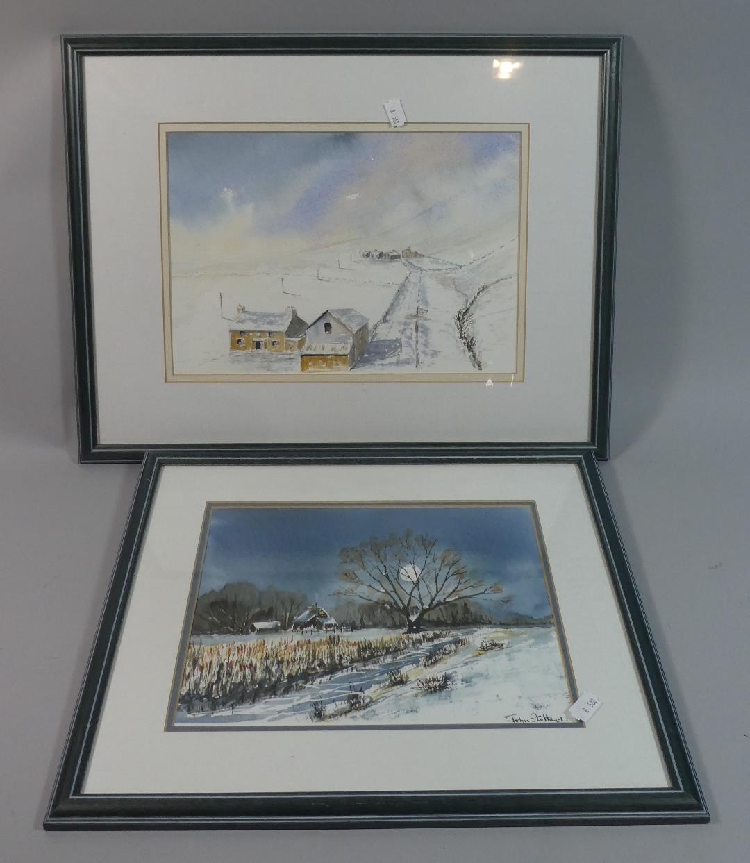 Two Framed Water Colours by John Stuttard Depicting Winter Landscapes