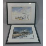 Two Framed Water Colours by John Stuttard Depicting Winter Landscapes