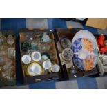 Two Boxes Containing Various Teawares, Decorated Plates, Hors d'oeuvres Dish, Glasswares etc