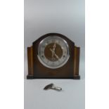 A Mid 20th Century Oak Cased Enfield Westminster Chime Mantle Clock with Key and Pendulum, 27cm Wide