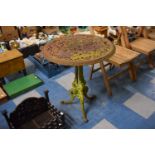 A Vintage Pierced Cast Iron Circular Topped Tripod Garden or Patio Table, Section of the Border