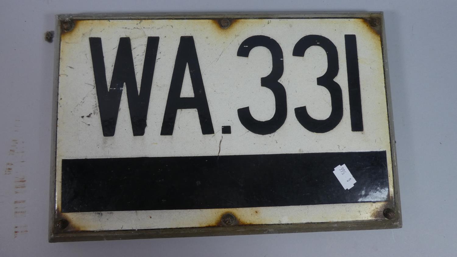 An Enamelled Rectangular Sign of Railway Interest, WA.33, 33cm Wide