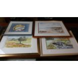 Four Framed Water Colours, Still Life and Landscapes by John Stuttard