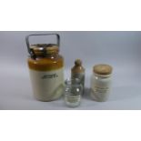 A Collection of Three Glazed Stoneware Jars for Anti Gas Ointment, Stone Beer and Liquorice Powder