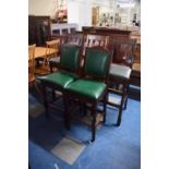 A Set of Three Kitchen Bar Stools and a Pair of Similar