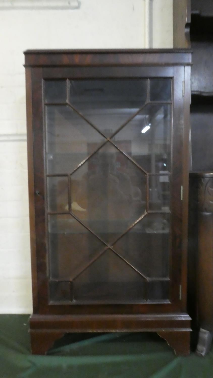 A Mid/Late 20th Century Mahogany Astragal Glazed Display Cabinet with Two Glass Shelves on Bracket