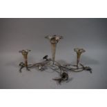 A Silver Plated Three Trumpet Epergne, 42cm Wide