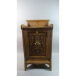 A Late Victorian/Edwardian Fall Front Purdonium with Galleried Top and Pull Out Front with Carved