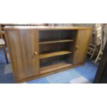 A 1970's Glazed Bookcase with Cupboards Either Side, 136cm Wide