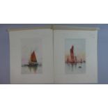 Two Mounted but Unframed Water Colours Depicting Fishing Barges