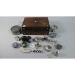 A 19th Century Mother of Pearl Mounted Work Box Containing Curios to Include Carved Wooden Bear,