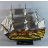 A Large Model of HMS Victory in Full Sail, 72cm Long