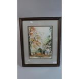 A Framed Water Colour Depicting Bridge in Autumn Signed John Bellis 1990, 32cm High