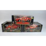 Three Boxed 1:18 Scale Bburago Racing Ferraris, 1984 GTO, 1991 Evoluzione 348TB and 1992 F40