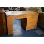 An Art Deco Oak Desk with Side Bookshelf, 139cm Wide