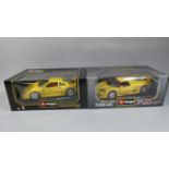 Two Boxed 1:18 Scale Bburago Ferraris to include 1987 F40 and a 1995 F50 Hard Top Both in Yellow