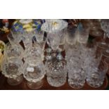 A Tray of Cut Crystal Drinking Glasses to Include Tumblers, Sherries, Brandy Balloons etc