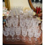 Two Trays of Various Wines, Sherries, Champagnes and Etched Glasses etc