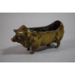 A 19th Century Brass Novelty Pin Cushion Frame in the Form of a Pig, 11.5cm Long