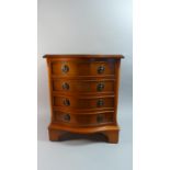 A Modern Yew Wood Miniature Serpentine Fronted Crossbanded Chest of Four Drawers, 42cm Wide