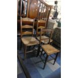 Two Rush Seated a Ladder Back Chairs and a Cane Seated Bedroom Chair