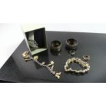 Two Silver Napkin Rings (Birmingham 1902) and a Collection of Costume Jewellery and a Boxed Wrist