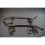 A Pair of Chromed Metal Horse Hames and Collection of Horse Bits