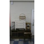 A Collection of Various Furniture to Include Music Stand, Three Drawer Chest, Step Stool,