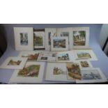 A Collection of Large Number of Mounted but Unframed Watercolours