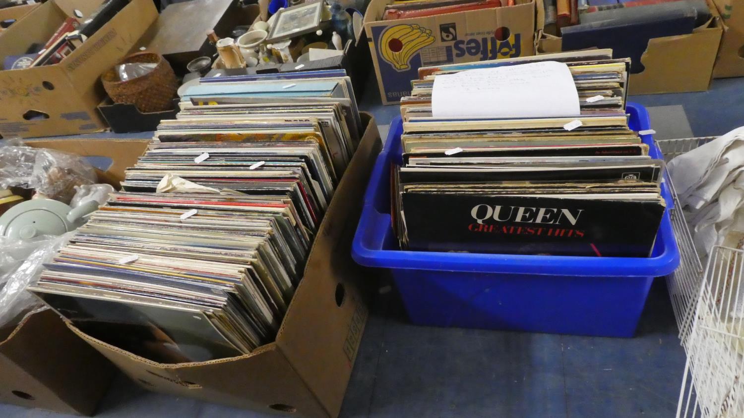 A Collection of Two Boxes Containing 230 Vinyl LP and Singles to Include Rock, Pop, Funk, Soul,