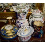 A Tray of Ceramics to Include Noritake Lidded Circular Bowl, Masons Jug, Spode's Byron Teapot,