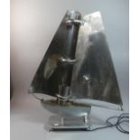 A Large Stainless Steel Novelty Table Lamp in the Form of a Sailing Boat C.1930, 80cm high