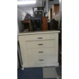 A Cream Painted Narrow Chest of Four Long Drawers, 93cm Wide