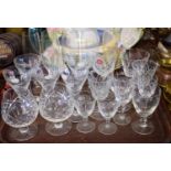 A Tray of Cut Glass Wine, Champagnes and Brandy Balloons to Include Royal Albert, Wordsley etc