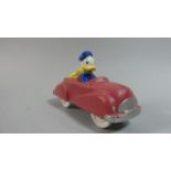 A Reproduction Vintage Style Painted Cast Metal Model of Donald Duck Driving Car, 16cm Long