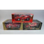 Three Boxed Bburago Racing Ferraris to include 360 Modena Challenge, 1986 GTO Rally and 1987 F40