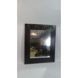 A Modern Rectangular Wall Mirror with Moulded Swag Decoration, 54cm High