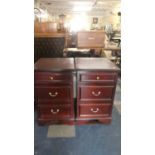 A Pair of Stag Mahogany Three Drawer Bedside Cabinets, Each 42.5cm Wide