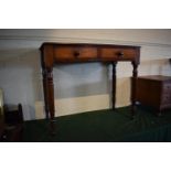 A Late 19th Century Mahogany Two Drawer Side Table with Turned Supports, 91cm Wide