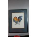 A Framed Annabel Fairfax Print of a Cockerel, 30cm High