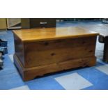A Lift Top Stained Pine Blanket Box, 94cm Wide